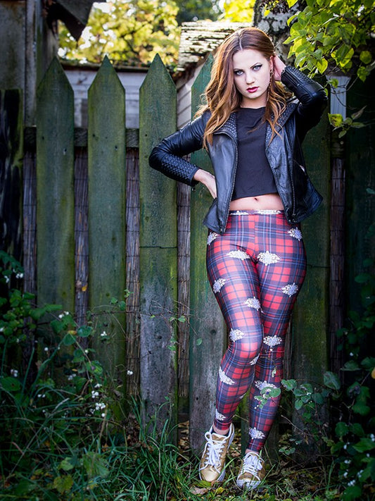 TILTED FRIDAY Decorated Check Leggings