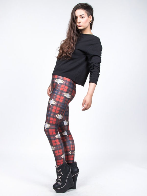 TILTED FRIDAY Decorated Check Leggings