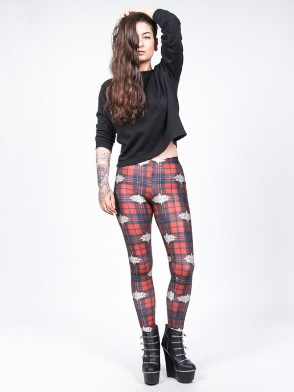 TILTED FRIDAY Decorated Check Leggings